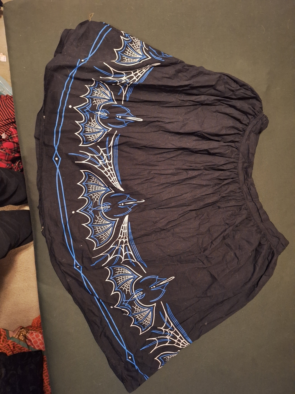 Sourpuss Black Skirt with Blue Bat Border